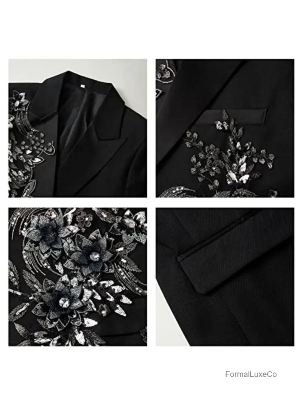 Slim Fit 2 Piece Formal Tuxedo Suit Blazer Pants with Bow Tie for Wedding Prom